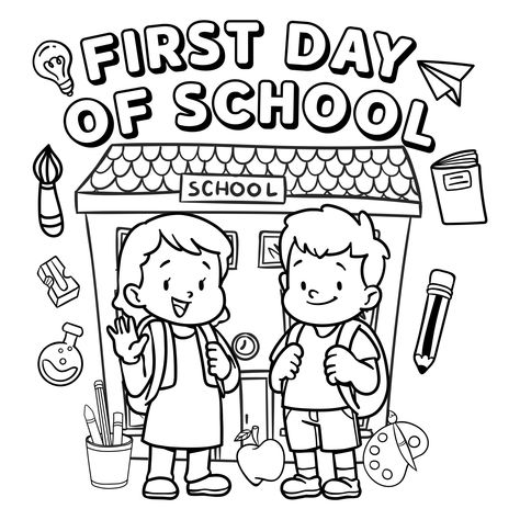 My First Day Of School Coloring Page, Welcome To First Grade Coloring Page, First Day Of School Coloring Page Kindergarten, First Day Of School Worksheets Kindergarten, First Day Of Preschool Worksheets, Welcome Back School Activities, 1st Day Of School Coloring Page Free, First Day Of Preschool Coloring Sheet, First Day Of School Worksheets 1st Grade