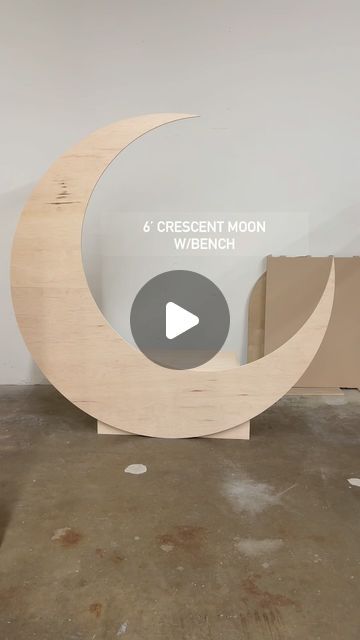 Crescent Moon Photo Prop, Diy Half Moon Backdrop, Diy Moon Decor, Crescent Moon Backdrop, Moon Baby Shower Theme, Moon Backdrop, Wood Moon, Prom Themes, Winter Dance