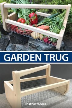 Build a tug basket from wood and metal garden fabric to collect and carry garden flowers and produce. Great for taking to an outdoor farmer’s market or local produce market. #Instructables #woodshop #workshop #woodworking #gardening #harvest Garden Trug, Produce Market, Garden Fabric, Garden Basket, Local Produce, American Girls, Flowers Wallpaper, Veggie Garden, Garden Crafts