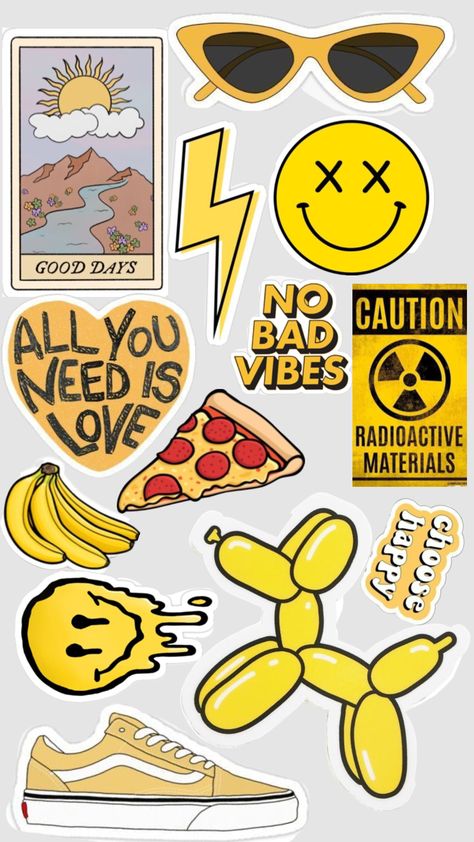 #yellow #stickers #printable Yellow Stickers Aesthetic, Yellow Stickers, Stickers Aesthetic, Stickers Printable, Bullet Journal Design Ideas, Scrapbooking Stamps, Yellow Paper, Phone Stickers, Printable Scrapbook Paper