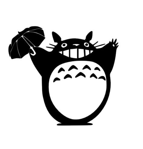 Anime Cricut Projects, Totoro Svg Free, Studio Ghibli Stencil, Studio Ghibli Silhouette, Ghibli Silhouette, Totoro Black And White, Studio Ghibli Black And White, Totoro Umbrella, Studio Ghibli Totoro