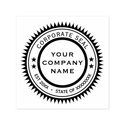 Corporate Seal with Company Name Stampin Up Seal Of Approval, Personalized Stamps Business, Stamp Of Approval, Presidential Seal, Office Stamps, Business Stamps, Small Business Resources, Business Resources, Self Inking Stamps