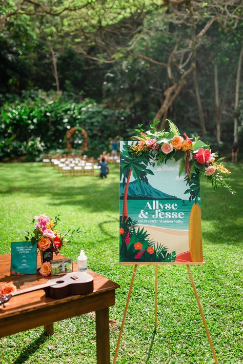 Luau Wedding, Hawaii Party, Hawaiian Wedding, Floral Arch, Welcome To The Party, Farm Table, In The Beginning, Sweet Couple, Tropical Wedding