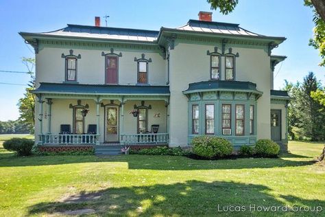 c.1885 Brick Italianate Farmhouse For Sale W/Garage on 2.2 Acres Caledonia,MI $439,000 - Country Life Dreams Italianate Home, Italian Victorian Homes, Italianate Victorian House, Italianate Farmhouse Exterior, Brick Italianate House, Italianate Farmhouse, Italianate Mansion, Italianate Architecture, Life Dreams