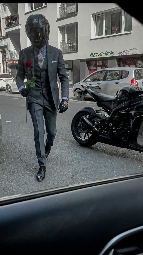 Bikers In Suits, Motorcycle Men Aesthetic, Motorbike Man, Motorbike Men Aesthetic, Men With Motorbike, Moter Cycle Aesthetic Guy, Biker Boy, Aesthetic Bike, Formal Suits Men