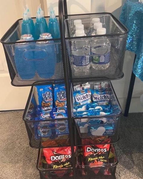 Snack In Room Ideas, Snack Setup For Room, Snack Bar Nail Room, Snack Bar For Bedroom, Snack Area In Salon, Nail Room Snack Bar, Snack Cart For Room Aesthetic, Mini Snack Bar In Bedroom, Food Cart For Room