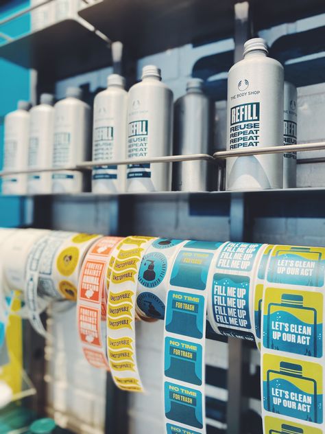 Refill. Reuse. Repeat. Join the Refill Revolution with The Body Shop's irresistible in store re-fill stations. Refilling isn't just better for the planet, it's better for your wallet too - each refill contains an extra 50ml, totally free, win/win! #shopwillowbrook #refillprogram #refillrevolution #gogreen #refillreuserepeat How To Start A Refill Store, Refillery Shop, Refill Store, Refill Station, Zero Waste Store, Cleaning Company, Beauty Supply Store, Cleaning Companies, Sustainable Packaging