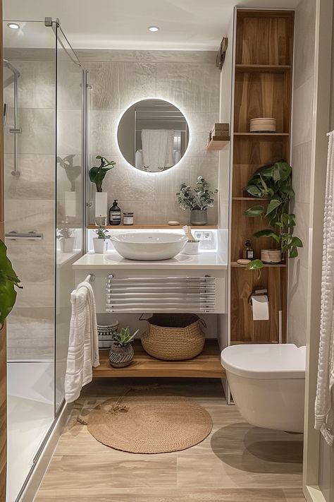 Modern Bathroom Design for Small Spaces: Maximizing Function and Style - Quiet Minimal Small Awkward Bathroom Ideas, Long Ensuite Layout, 3m X 3m Bathroom Layout, Modern Wooden Bathroom, 3m X 2m Bathroom Layout, Small Long Bathroom Design, Micro Bathroom Layout, Small Ensuite Bathrooms, Small Bathroom 4m2