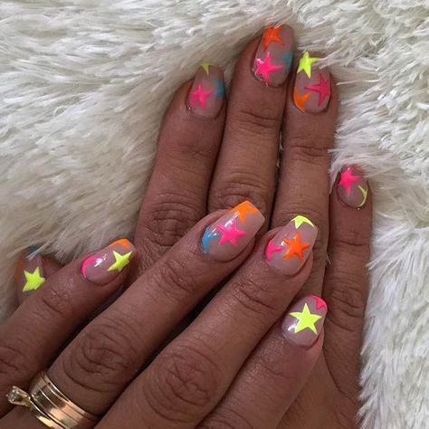 Neon Nail Designs, Watermelon Nails, Super Cute Nails, Cute Nail Art Designs, Summery Nails, Her Nails, Simple Acrylic Nails, Striped Nails, Nail Swag