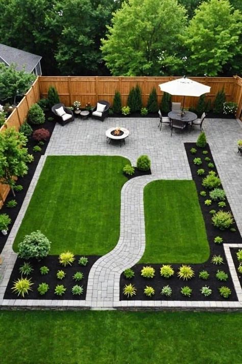 Gardening tips Backyard Blueprints Layout, Large Backyard Landscaping Designs Layout, Square Backyard Landscaping Layout, Cozy Landscaping, Large Garden Landscaping, Large Front Yard Landscaping Ideas, Grassless Backyard Ideas, Large Backyard Ideas Layout, Stunning Pools