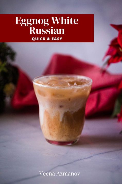 Add a holiday twist to a classic with this Eggnog White Russian! Creamy eggnog, coffee liqueur, and vodka come together for a deliciously indulgent festive cocktail. Easy to make and perfect for holiday parties, this drink is a must-have for your holiday drink menu. Eggnog White Russian, Eggnog Cocktails, White Russian Recipe, Eggnog Coffee, Eggnog Cocktail, Traditional Christmas Dinner, Creamy Eggnog, Homemade Eggnog, Coffee Liqueur