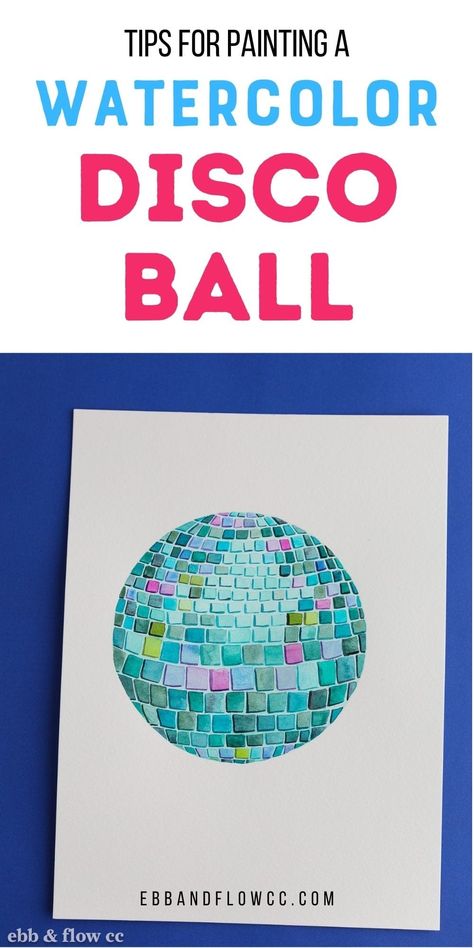 Learn how to paint a watercolor disco ball with this easy tutorial. You will love this fun painting tutorial. How To Paint A Disco Ball, Watercolor Disco Ball, Disco Ball Painting, Beginners Watercolor, Baseball Painting, Abstract Art Photography, Ball Painting, Photography Sketchbook, Watercolor Tips