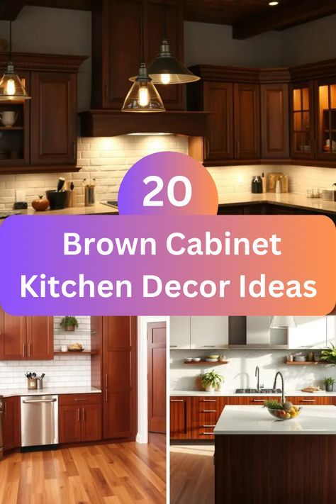 Brown Cabinet Kitchen, Kitchen With Brown Cabinets, Cozy Kitchen Decor, Brown Kitchen Cabinets, Brown Cabinets, Kitchen Decor Ideas, Brown Kitchens, Cabinet Kitchen, Classy Decor