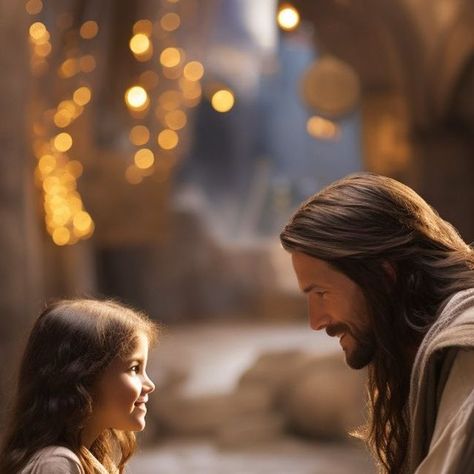 Jesus With Girl, Jesus And Girl, Visio Divina, Jesus And Me, Jesus Laughing, God's Love Never Fails, Jesus Smiling, Gospel Art, Babies Pics