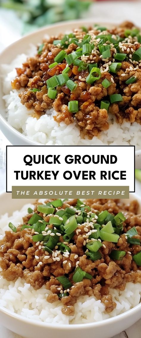 Image for Quick Ground Turkey Over Rice Turkey Ground Beef Crockpot Recipes, Ground Turkey And Gravy Recipes, Ground Turkey Over Rice, Easy Ground Turkey Meals, Ground Turkey Mushroom Recipes, Low Fat Ground Turkey Recipes, Gluten Free Ground Turkey Recipes, Crock Pot Ground Turkey, Healthy Ground Turkey Recipes For Dinner