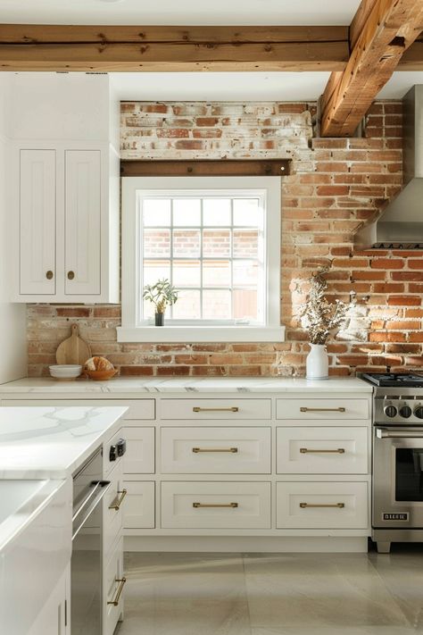 White brick accent wall