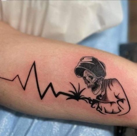 Skeleton Welding Tattoo, Blue Collar Worker Tattoo For Men, Tough Guy Tattoos, Welding Tattoo For Women, Welding Tattoo Ideas For Men, Welding Tattoo Ideas, Blue Collar Tattoo For Men, Diesel Mechanics Tattoo, Cool Tattoo Ideas For Men