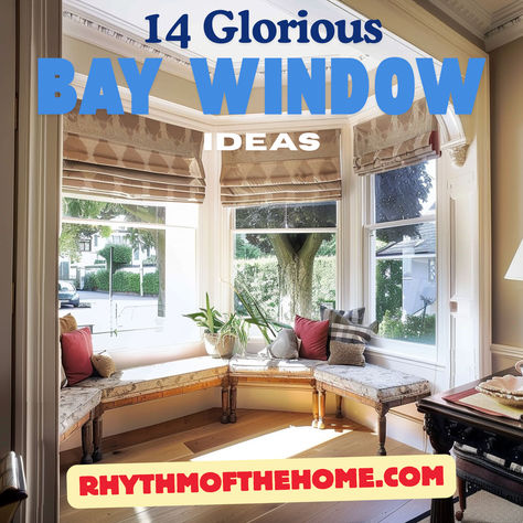 Designed to just out from the walls of the home, bay windows can bring lots of benefits to the room. They supply an extra dose of natural light while giving the room a unique personality. Bay windows look good from the inside but also contribute to a more stylish exterior appearance. The use of bay windows represents a staple of Victorian architecture. The main concept refers to embracing more of the natural world outside and allowing the window area to become the centerpiece of the room. Arch Windows Ideas, What To Put In A Bay Window, Bay Window Accent Wall, Farmhouse Bay Window Decor, Window Coverings For Bay Windows, Bay Window Living Room Layout, Bay Window Coverings, Window Treatments For Bay Windows, Bay Windows Ideas