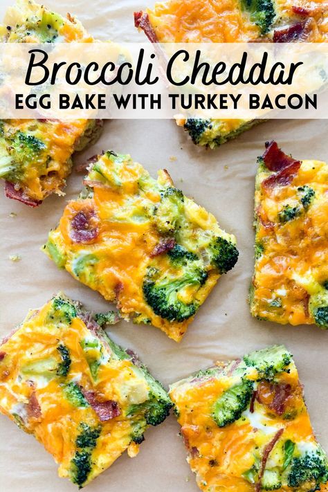 Turkey And Egg Breakfast Casserole, Healthy Egg Casserole Meal Prep, Turkey Bacon Recipes Healthy, Turkey Bacon Casserole, Healthy Meals With Bacon, Breakfast With Bacon Ideas, Recipes Using Turkey Bacon, Broccoli Cheddar Egg Bake, Turkey Bacon Recipes Dinners