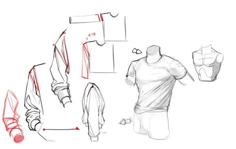 Shirt Side View Drawing, Clothes Side View, Shirt Side View, Drawing Lighting, Drawing Fabric, Side View Drawing, View Drawing, Sketch Reference, Comic Book Drawing