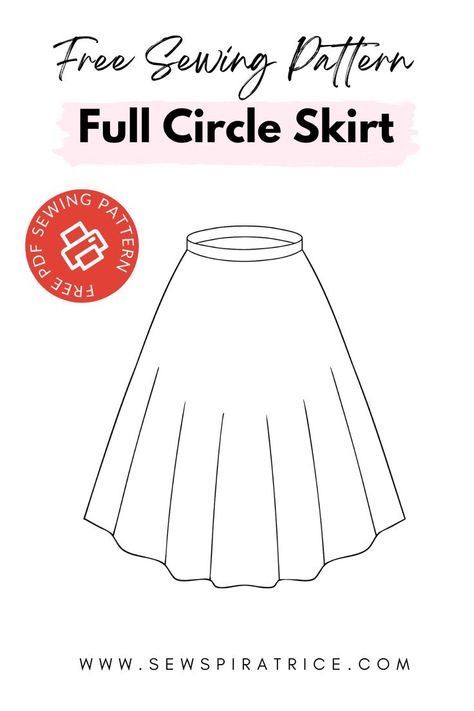 Looking for a free sewing pattern for a full circle skirt? We've got you covered. This PDF sewing pattern is size inclusive and comes with instructions on how to sew the skirt. Download your copy today. Maxi Circle Skirt Pattern, Half Circle Skirt Pattern, Full Circle Skirt Pattern, Circle Skirt Sewing Pattern, Free Skirt Pattern, Circle Skirt Pattern, Skirt Pattern Free, Plus Size Sewing Patterns, Skirt Sewing Pattern