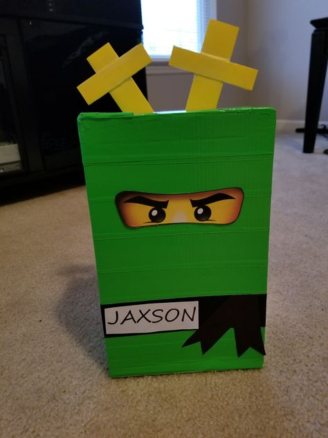 Lego Ninjago Valentine's Day Box Ninjago Valentine Box Ideas, Ninja Valentines Boxes, Decorated Shoe Boxes, Ninjago Valentines, Ninja Valentine, Diy Valentines Box, Valentine's Boxes, Kids Valentine Boxes, Valentine Box Ideas