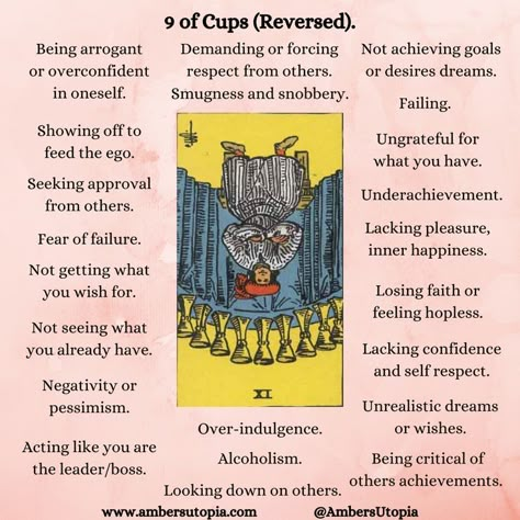 Suit Of Cups Tarot, 9 Of Cups, Nine Of Cups, Suit Of Cups, Tarot Cards Meaning, Tarot Reading Spreads, Cards Meaning, The Magician Tarot, Tarot Interpretation