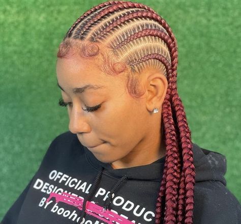 Burgundy Stitch Braids, Stitch Braids With Bun, Braids Twist Hairstyles, Hairstyles On Black Women, Black Box Braids, Protective Braids, Different Braids, Lil Girl Hairstyles, Braids Cornrows