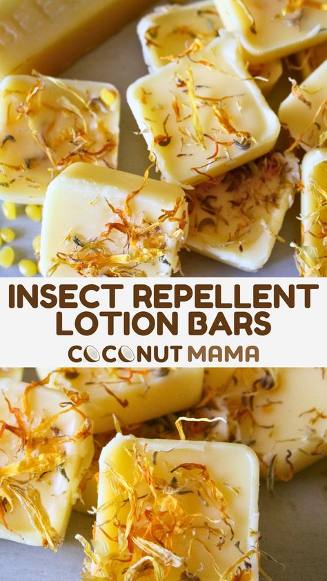 Keep bugs at bay with these DIY insect repellent lotion bars, made with natural ingredients and bug-repelling essential oils! Diy Insect Repellent, Easy Diy Lotion, Essential Oil Bug Repellent, Insect Repellent Homemade, Diy Bug Repellent, Diy Scrubs, Lotion Bars Diy, Lotion Bars Recipe, Bug Bite