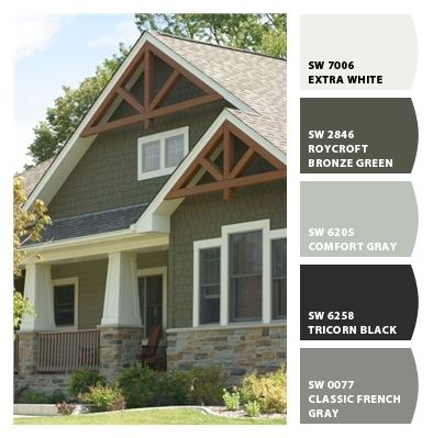 Paint colors from ColorSnap by Sherwin-Williams Cottage Exterior Colors, Gray House, Homes Exterior, Craftsman Exterior, Pintura Exterior, Cottage Exterior, Exterior Color Schemes, Craftsman Style Homes, Exterior Paint Colors For House