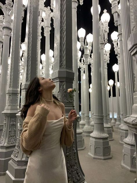 Rose Day Pic, Lacma Lights, Aesthetic Asian Girl, Aesthetic Dress Outfit, Los Angeles Pictures, Rose Picture, Blurry Aesthetic, Los Angeles Aesthetic, Aesthetic Asian