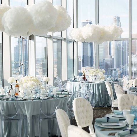 2,255 Likes, 28 Comments - Revelry Event Designers (@revelryeventdesign) on Instagram: “A party amongst the clouds... Featuring our Venice and Miami dining chairs. @alianaevents,…” Cloud Baby Shower Theme, Hood Love, Luxury Baby Shower, Cloud Theme, White Weddings Reception, Boy Baby Shower Ideas, Elegant Wedding Reception, Stuck Up, Star Baby Showers