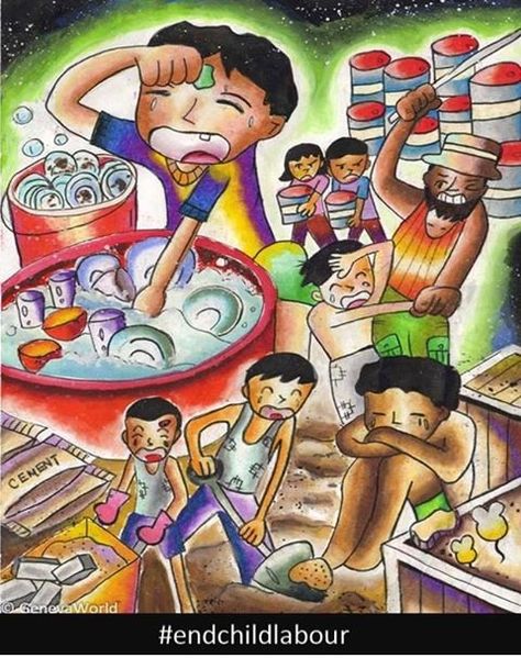 End Child Labor. Save Earth Drawing, Save Water Poster Drawing, Labor Day Crafts, Poster Competition, Easy Rangoli Designs Videos, Child Labour, Drawing Competition, Childrens Drawings, Art Exhibit