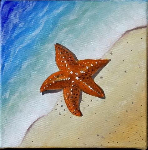 Starfish Sketch Simple, Painted Starfish Ideas, Starfish Drawing Aesthetic, Star Fish Painting Acrylic, Simple Starfish Drawing, Star Fish Drawing Easy, Sea Star Painting, Starfish Painting Acrylic, Starfish Painting Easy