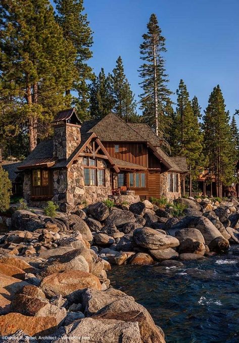 Tiny Log Cabins, Tahoe Cabin, Log Cabin Interior, Log Home Interiors, Log Home Designs, Rustic Retreat, Mountain Living, Log Cabin Homes, Mountain Homes