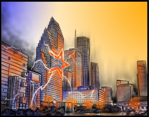 Astros Wallpaper, Fire And Ice Wallpaper, Houston Murals, Houston Texas Skyline, Houston Tattoos, Skyline Drawing, Astros Game, Houston Design, Baseball Wallpaper