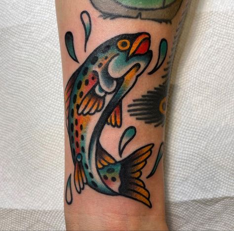 Dan Higgs Tattoo, Fish Knee Tattoo, Traditional Turkey Tattoo, Fish Hook Tattoo Traditional, American Traditional Whale Tattoo, Trad Fish Tattoo, American Traditional Fish Tattoo, Traditional Tattoo Fish, American Traditional Fish