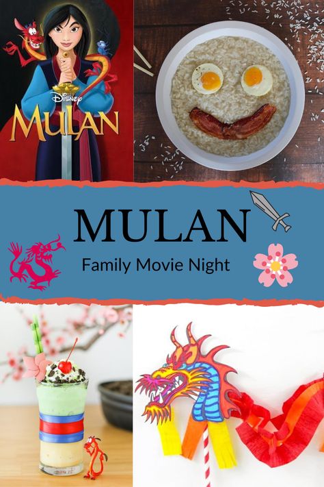 Mulan Inspired Drinks, Mulan Dinner Ideas, Mulan Themed Food, Mulan Movie Night Food, Mulan Themed Dinner, Mulan Dinner And A Movie, Movie Theme Night For Kids, Mulan Recipes, Mulan Party Food