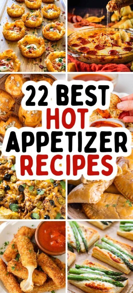 22 Easy Hot Appetizers to Warm Up Any Party - ZEN AND HONEY Appetizer For Friends Party, Easy Hot Snacks, Hot Food Charcuterie Board, Hot Easy Appetizers, Appetizer To Go With Pizza, Hot Snacks Appetizers, Hot Apps Appetizer Recipes, Hot Canapes Ideas, Hot Party Food Ideas