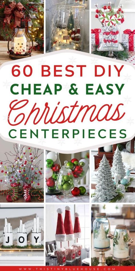 50+ Best Festive DIY Christmas Centerpieces Diy Christmas Centerpieces, Christmas Table Decorations Centerpiece, Centerpieces Christmas, Treats Christmas, Diy Christmas Table, Dollar Tree Christmas Decor, Christmas Centers, Christmas Table Centerpieces, Dollar Store Christmas