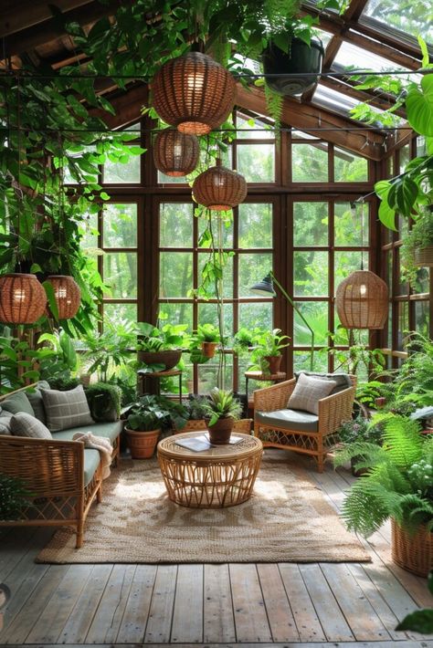 Sunroom With Plants, Bohemian Meditation Room, Plant Sunroom, Tranquil Spaces, Boho Sunroom, Lush Plants, Bohemian Garden, Boho Patio, Sunroom Designs