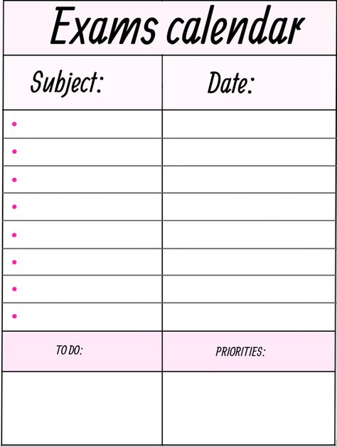 Exam Schedule Templates Aesthetic, Aesthetic Study Timetable Ideas, Exam Datesheet Aesthetic, Exam Timetable Template, Exam Study Planner Printable Free, Aesthetic Study Planner Template, Exam Schedule Template, Exam Study Schedule, Exams Schedule