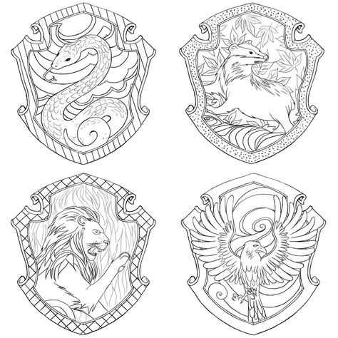 Harry Potter Crest Printable, Slytherin Coloring Page, Hufflepuff Coloring Page, Harry Poter Draw Ideas, Harry Potter Outline Drawings, Harry Potter Line Drawing, Harry Potter Coloring Pages For Adults, Harry Potter Coloring Pages Printables, Harry Potter Outline