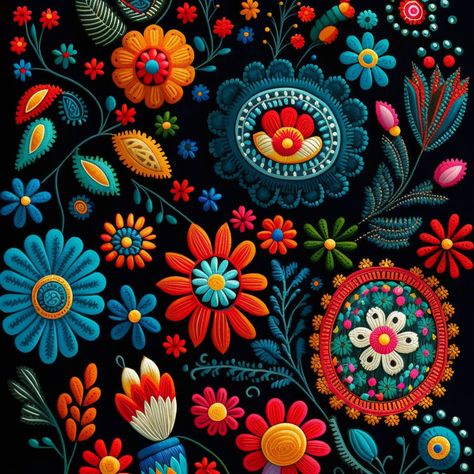 mexican embroidery pattern textile --v 4 Mexican Patterns, Mexican Clothing, American Embroidery, Mexican Pattern, Mexican Flowers, Flower Drawing Tutorials, Mexican Embroidery, Mexican Outfit, Gcse Art