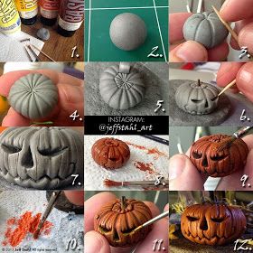 Halloween Bricolage, Fimo Halloween, Make Your Own Clay, Clay Pumpkin, Polymer Clay Halloween, Halloween Clay, Polymer Clay Ornaments, Polymer Clay Christmas, Polymer Clay Diy