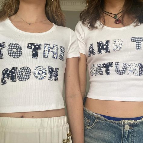 love you to the moon and to saturn 🌙🪐 Moon And Saturn Eras Tour Outfit, Moon And Saturn Outfit, Love You To The Moon And To Saturn, Diy Concert Shirt, Patchwork Shirt Diy, Moon And Saturn, Moon And To Saturn, Eras Tour Outfit, Patchwork Clothes