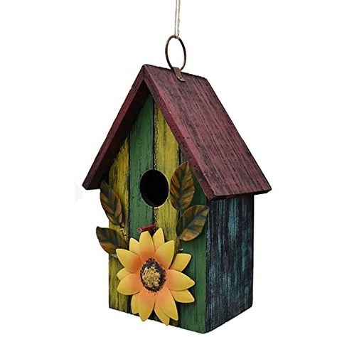 Wood Bird House, Rustic Spring Decor, Hand Painted Birdhouses, Box Garden, Garden Birdhouses, Bluebird House, Wooden Bird Houses, Nest Box, Wood Pile