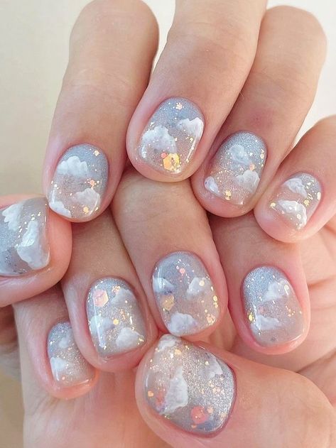 Short Nails Normal Polish, Extra Short Nail Designs, Cute Korean Nails, Normal Nails, Nailinspo Nailart, Manicured Nails, Latest Nail Designs, Korean Nail Art, Chrome Nail Art