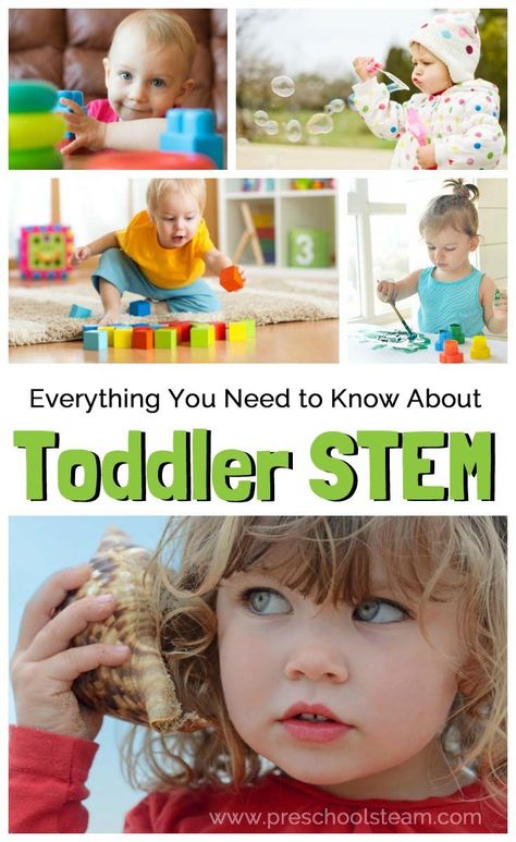 Everything You Need to Know About STEM for Toddlers. Try Science, Technology, Engineering, Art and Math  activities with young learners! Stem For Toddlers, Toddler Stem, Stem Activities Preschool, Toddler Math, Science For Toddlers, Engineering Art, Preschool Stem, Toddler Classroom, Toddler Education