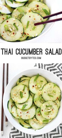 Vegan Budget, Thai Cucumber, Thai Cucumber Salad, Fresh Summer Salad, Cucumber Diet, Resep Salad, Cucumber Recipes, Asian Inspired Recipes, Fresh Summer